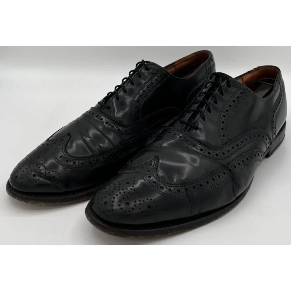 Allen Edmonds Lloyd Black Leather Wingtip Brogue Oxford Dress Shoe Mens 10.5 D